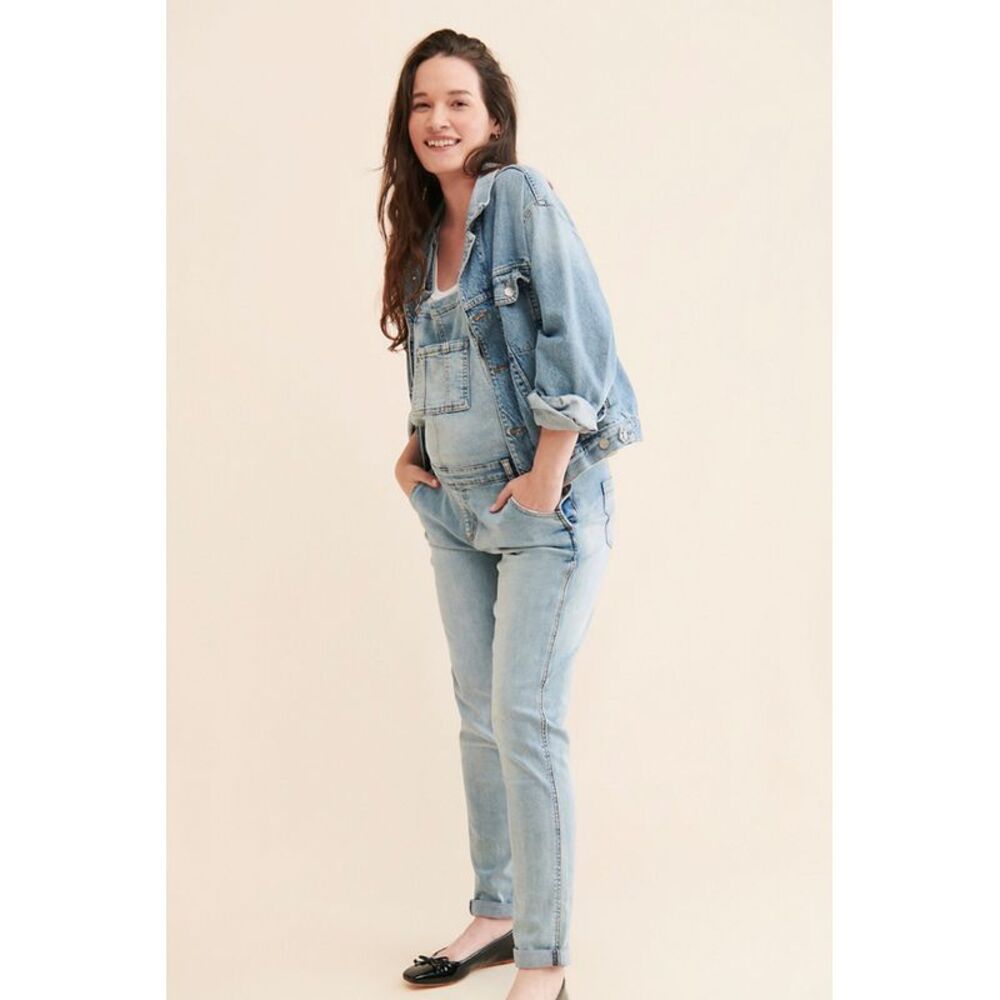 Ripe Maternity Women Maternity Denim Overalls Blue S